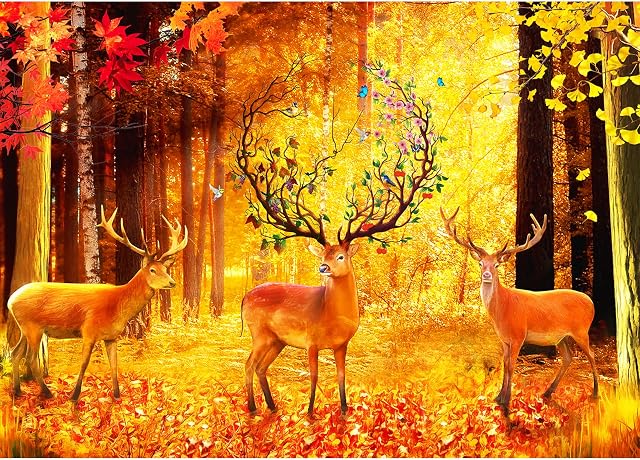 Jigsaw Puzzles for Adults 1000 Pieces Difficult Hard Elk Autumn jigsaw Nature Landscape Puzzles for Adults Women Men Gifts Challenging Game
