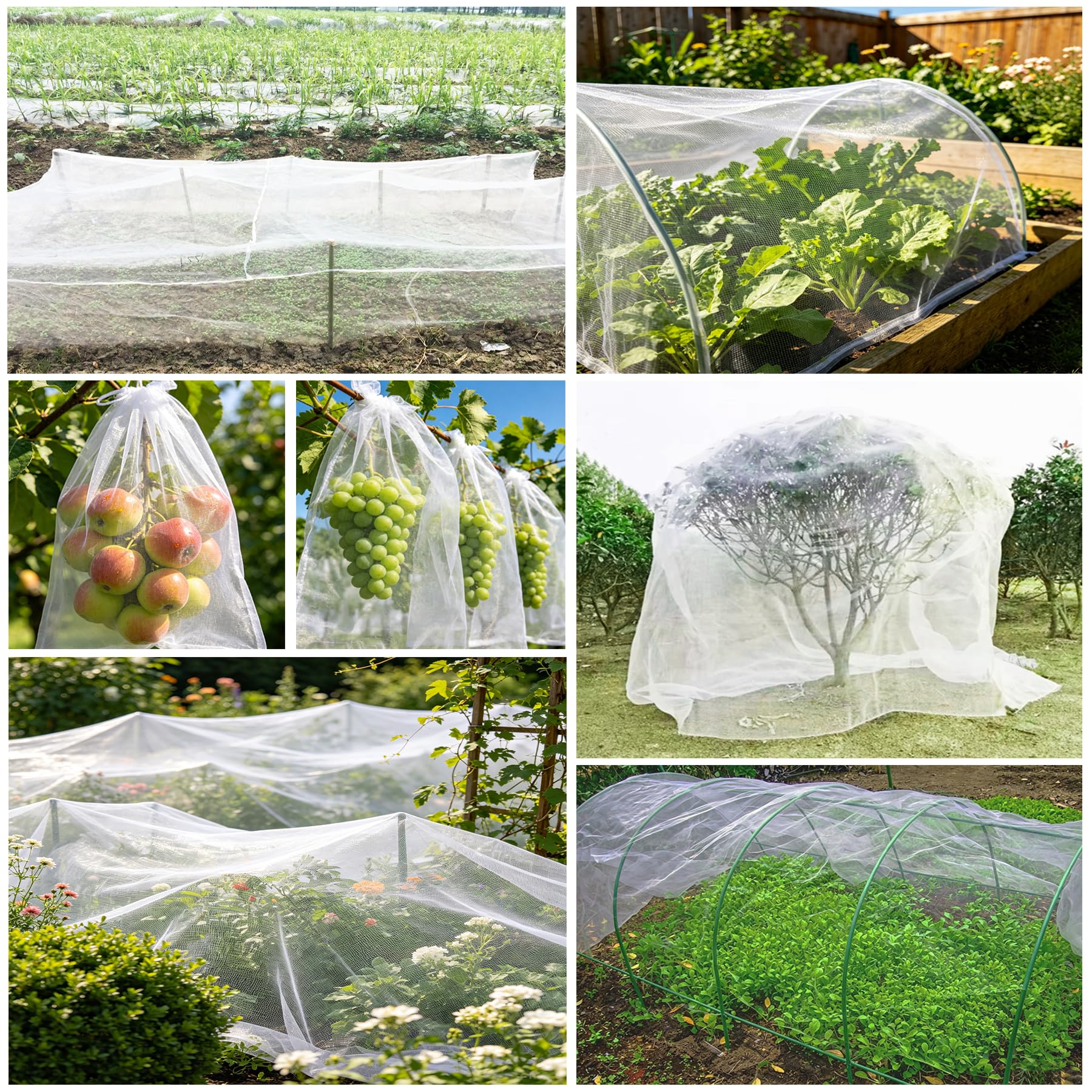 Lot de 2 filets de jardin en maille ultra fine pour oiseaux et insectes pour légumes, fruits, fleurs, cultures, serres, parterres de fleurs surélevées, 3 x 10 m