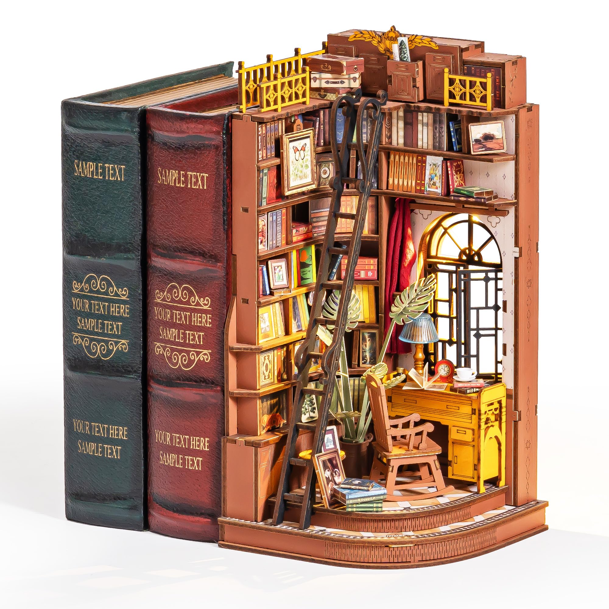 Rolife Book Nook Studio D'angolo Silenzioso Europeo Casa Delle Bambole Booknook Kit Casa Miniatura DIY per Adulti da Costruire Regalo di Natale e Compleanno Decorazione Mensola Libri Kit Diorama