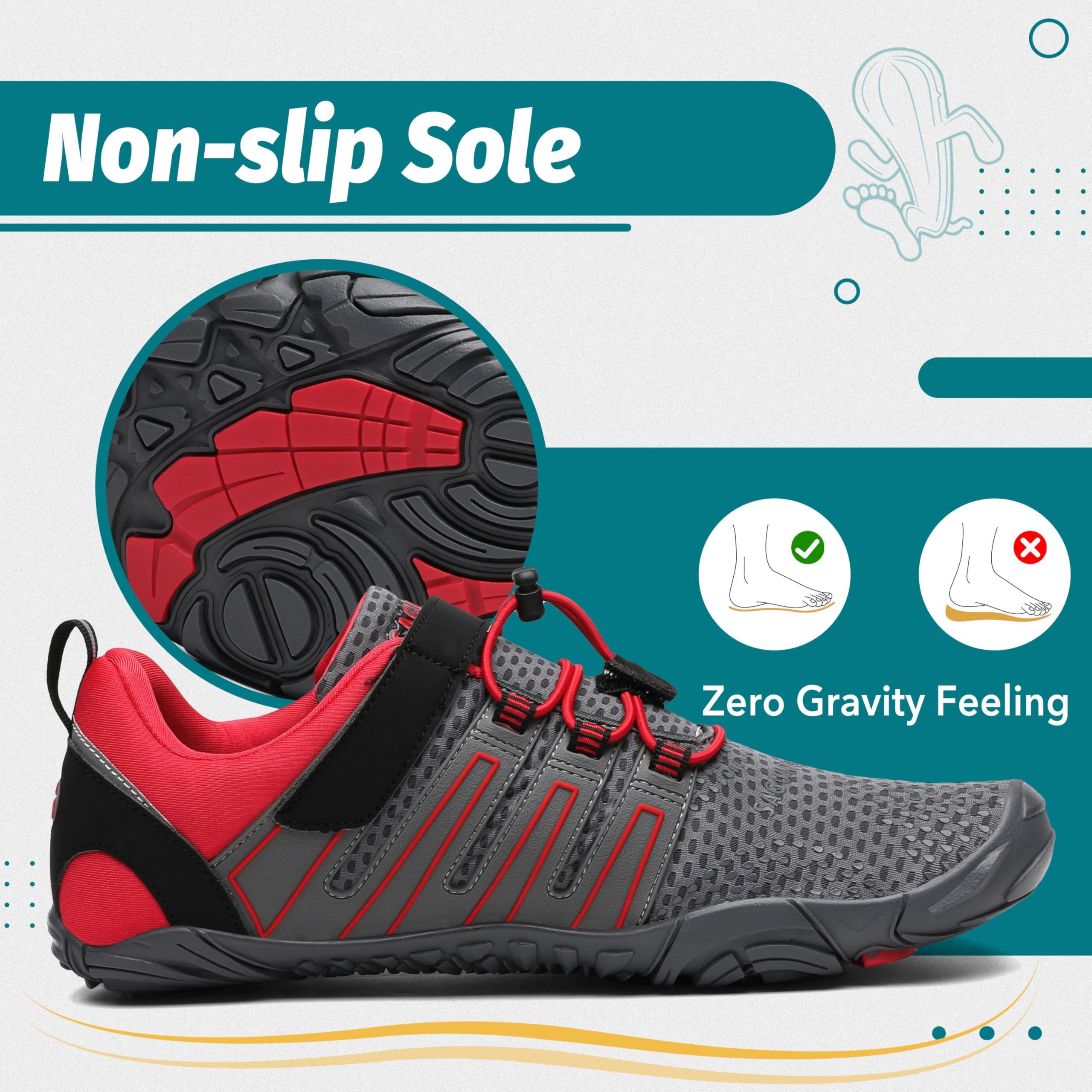 SAGUARO Scarpe Barefoot Uomo Donna Scarpe da Trail Running Minimaliste Antiscivolo Leggere Outdoor GR.36-48