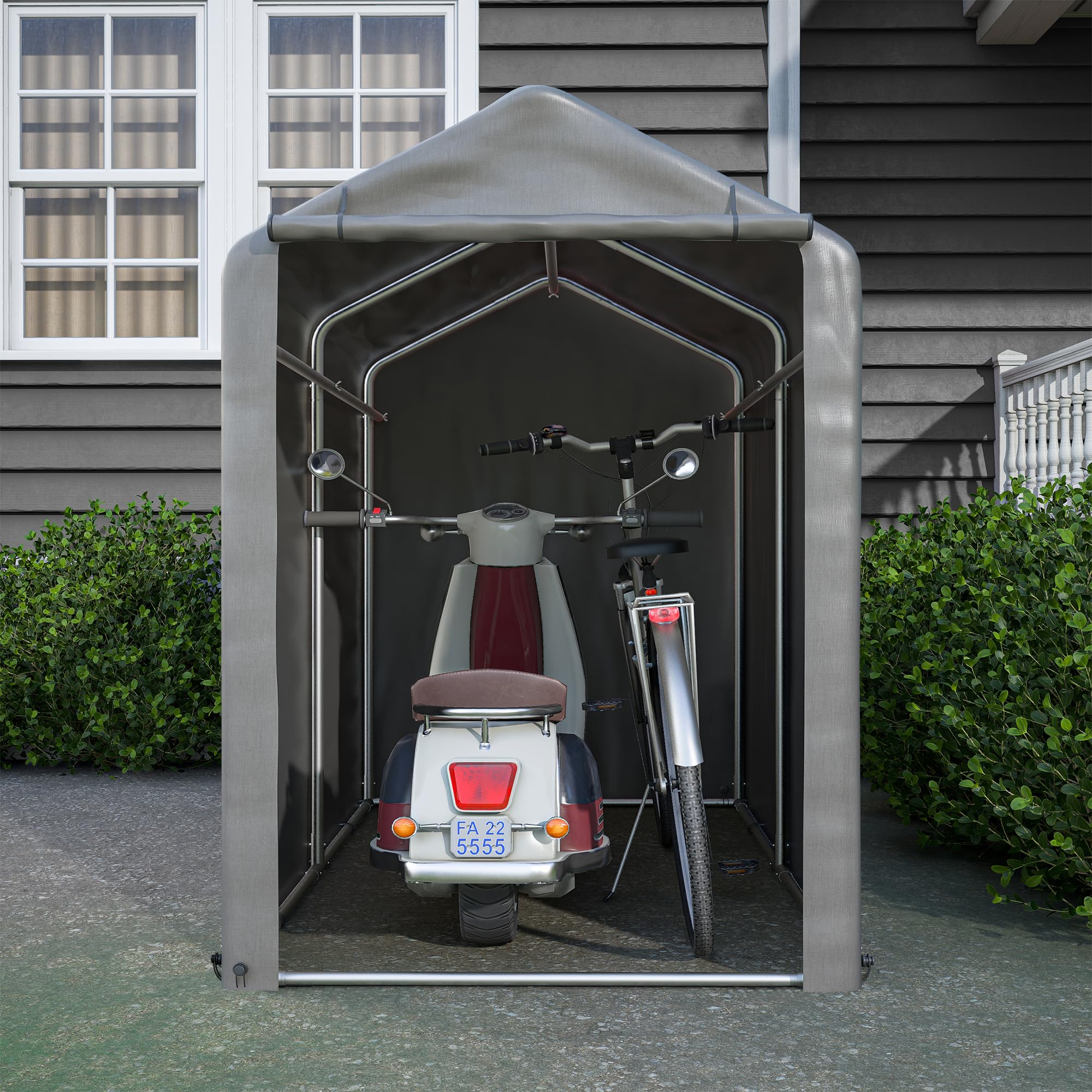 Ball & Cast Fahrradgarage mit PE-Plane und Stahlgestell, wetterfest | Robuste Motorradgarage mit Wetter- und UV-schutz. Einfache Montage. Für Garten und Hof, 100×187×160 cm