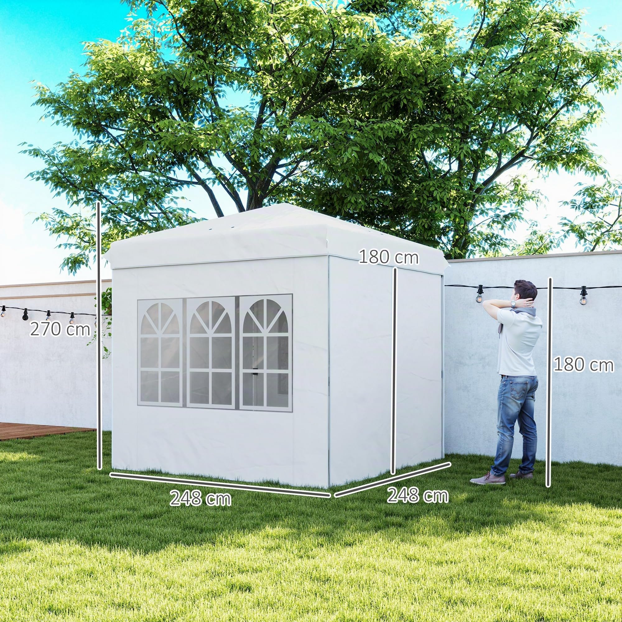 Outsunny Gazebo Pop-up Pliant 2.5x2.5m 4 Parois Blanc