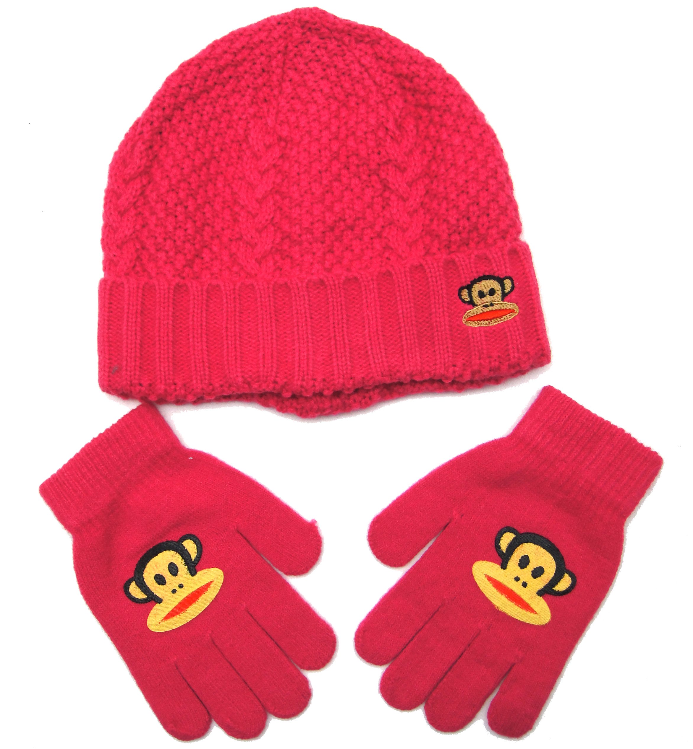 Paul Frank Julius Monkey Cable and Dot Knitted Beanie Gloves Set for Girls