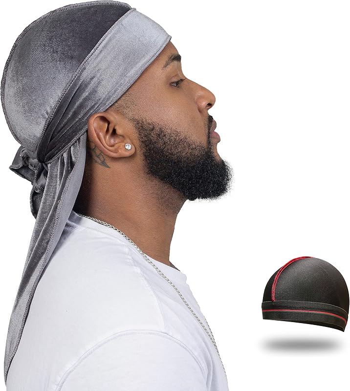 Durag de veludo ForceWave com touca para ondas, Pacote com 2