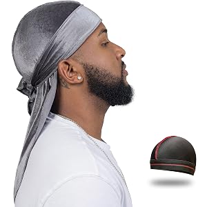 Velvet Durag for Men Wave Cap Velvet Dorag for Men Women 360 Wave