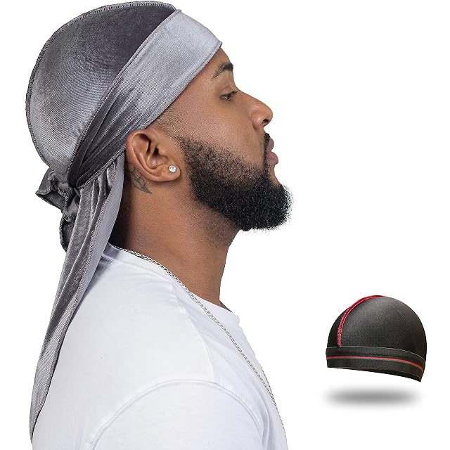 Velvet Durag for Men Wave Cap Velvet Dorag for Men Women 360 Wave