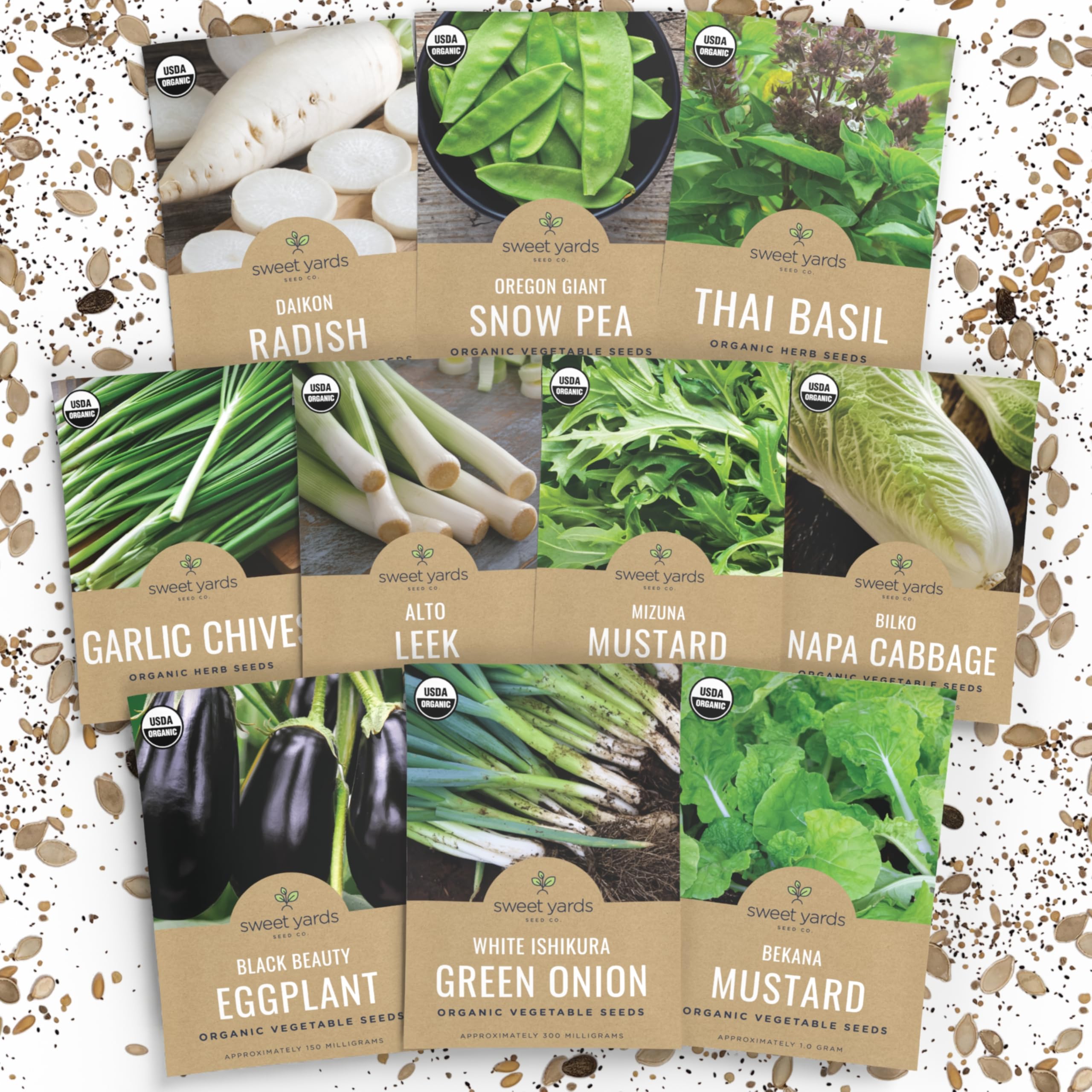 Organic Asian Garden Seeds Variety Pack