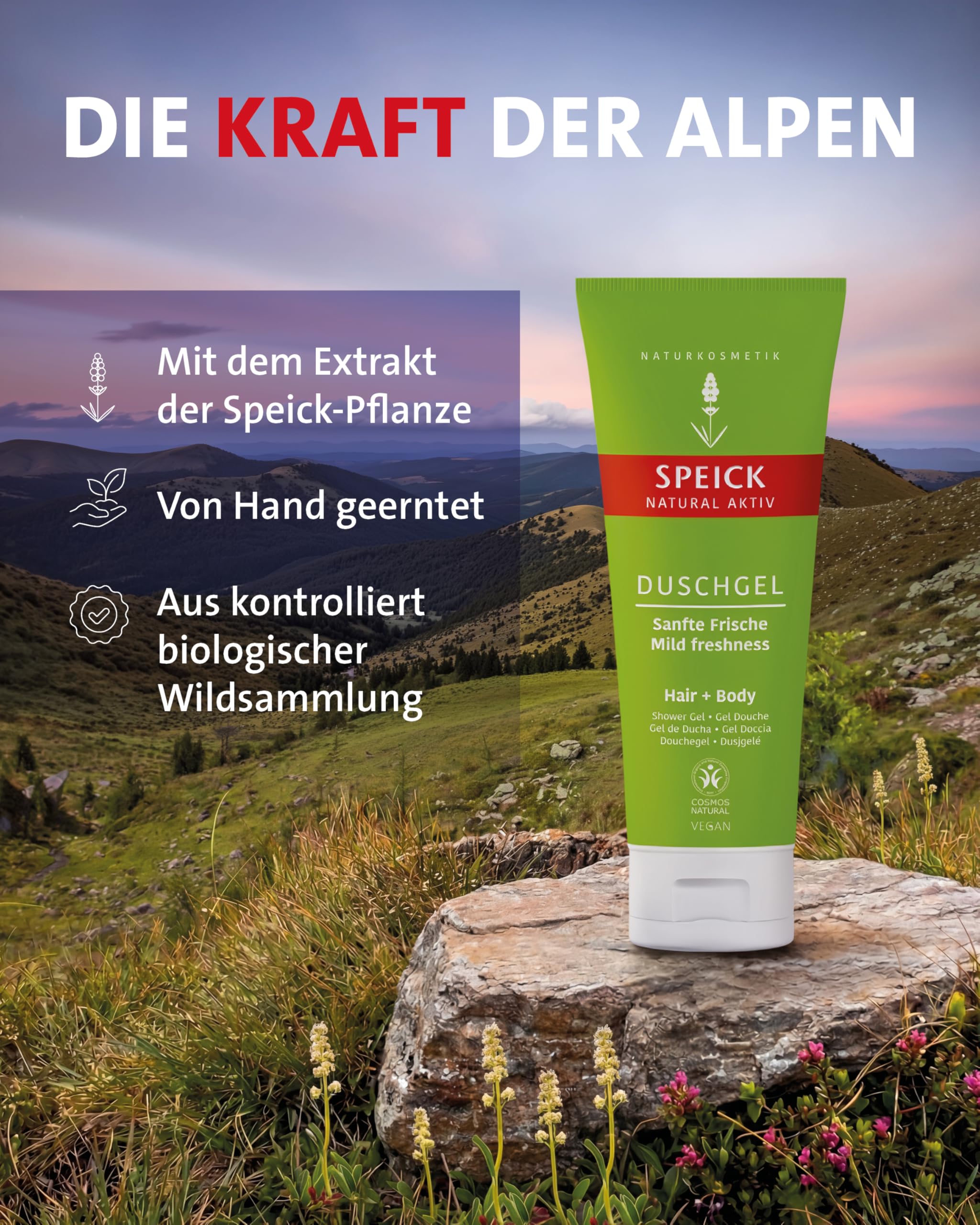 Speick Natural Aktiv Duschgel 200 ml – mildes Duschgel, hautschonende Reinigung & Pflege - 10er Pack
