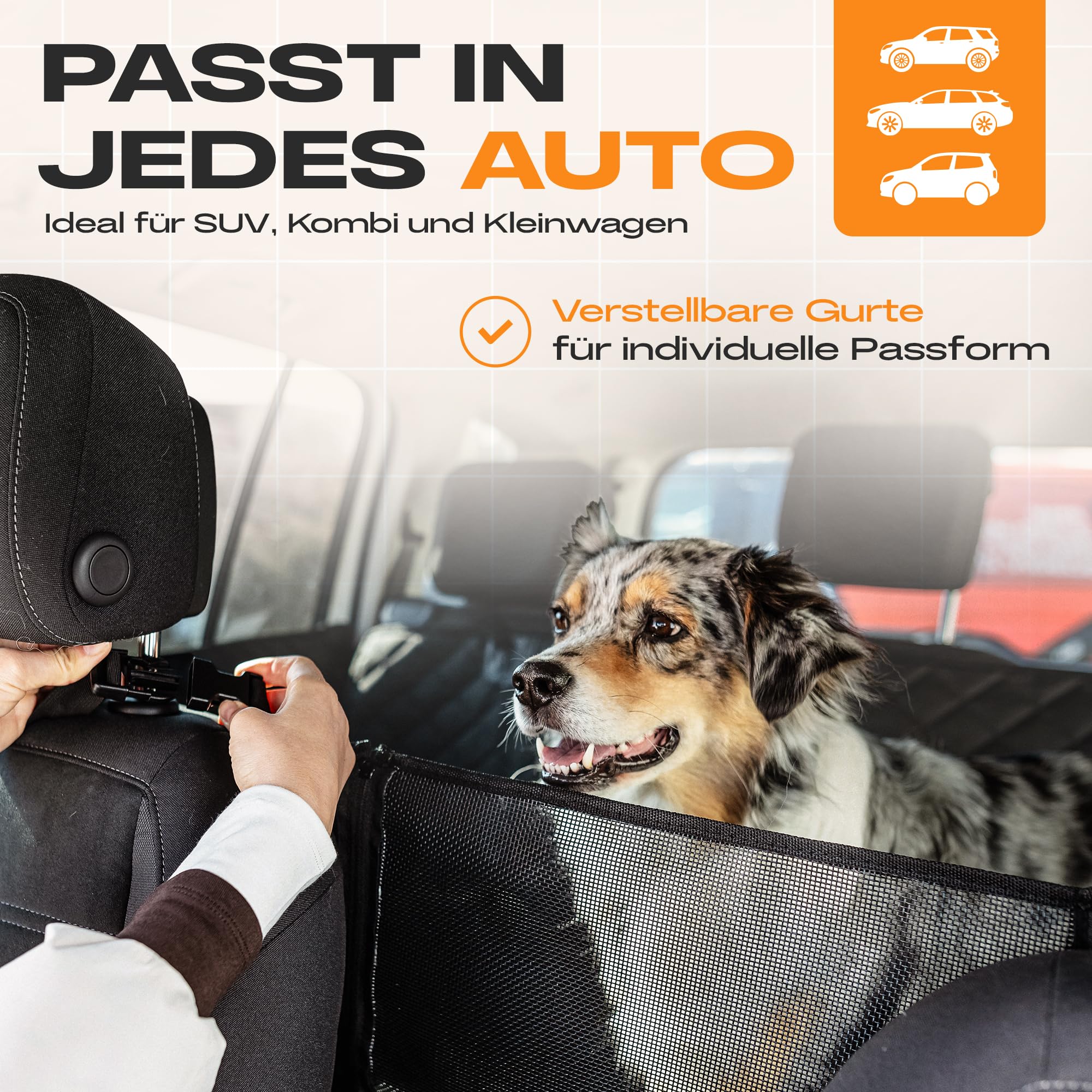NATURIZ® Hundedecke Auto Rückbank mit Seitenschutz - Hundesitz inkl. Sicherheitsgurt - Hundematte Wasserfest - universal Rücksitzschoner mit Sichtfenster, Dog Car Seat cover, Autoschondecke (Rücksitz)