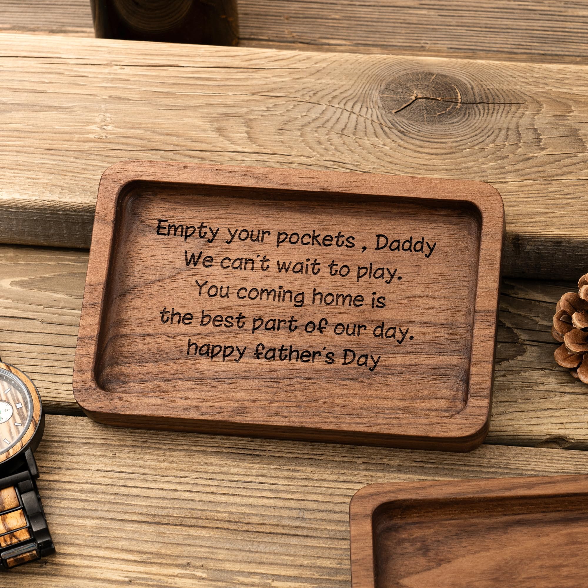 Father's Day Gifts for Dad, Birthday Gifts for Dad, Personalised Wooden Storage Tray Dad Tray, Best Gifts for Dads from Sons and Daughters, New Dad Gifts for Husbands from Wife (Rectangular)