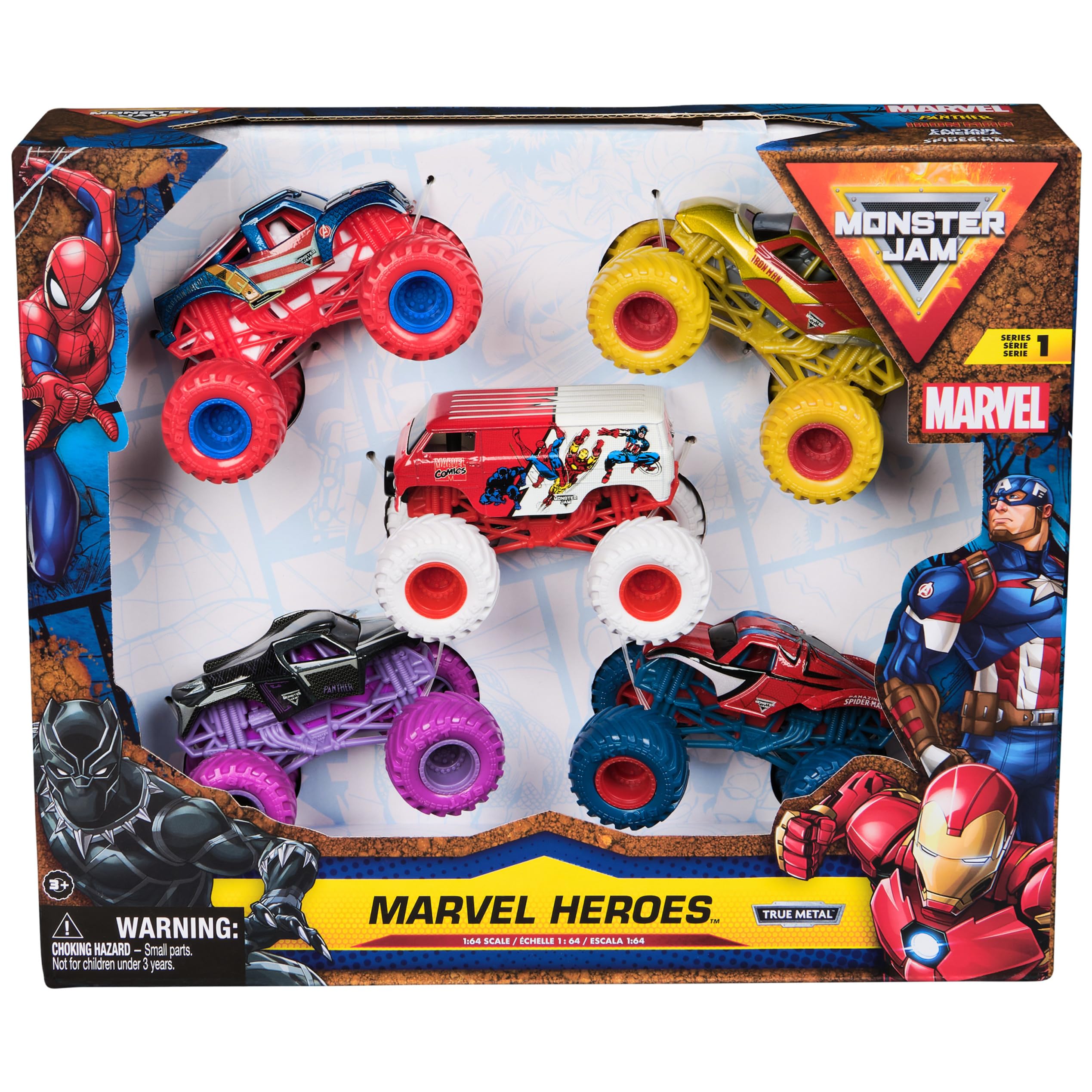 Monster Jam Marvel Heroes Spider-Man, Black Panther, Iron Man