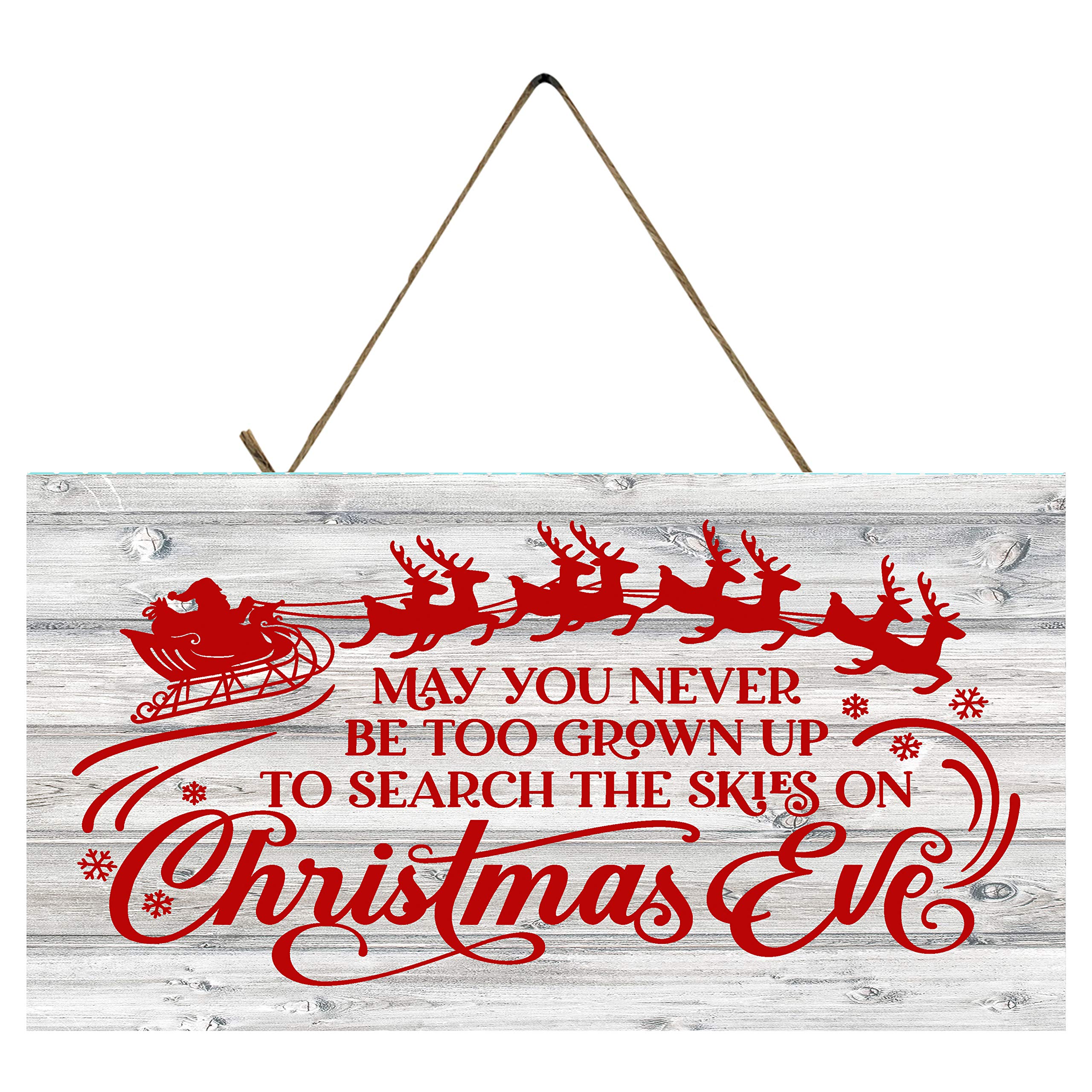 Red May You Never be Too Grown Up Christmas Decor Hanging Wood Wall Sign, Rustic Farmhouse Merry Holiday Signs, Wood Sign, Christmas Wall Decorations, Twisted R Design 5x10in