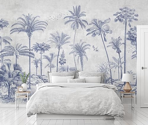 Miniatura 10 de Murwall Tropical Trees Wall Mural Monochrome Tree Wallpaper Palm Tree Forest Wall Mural (STYLE1)