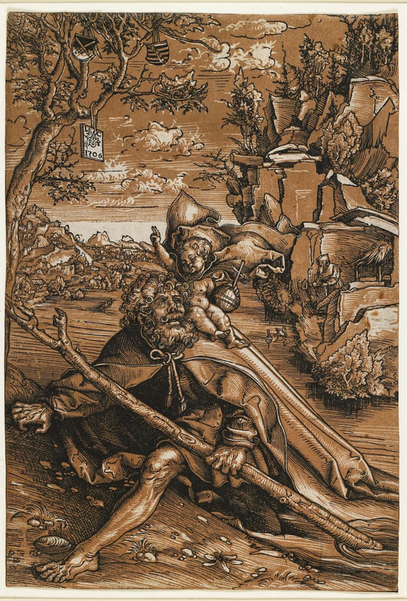 HRJUBWREE Famous Paintings Pictures Artwork Picture Saint Christopher by Lucas the Elder Cranach Photo Wall Print for Office Decor 60x90cm