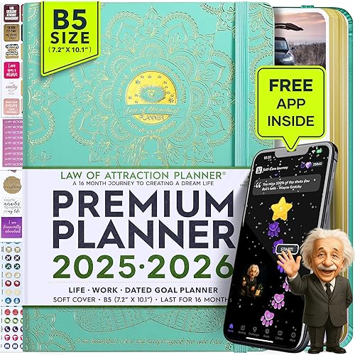 Miniatura 1 de Agenda de la Ley de Atracción - Agenda de lujo semanal y mensual, sept. 2022 a dic. 2023, un viaje de 16 meses para aumentar la productividad y