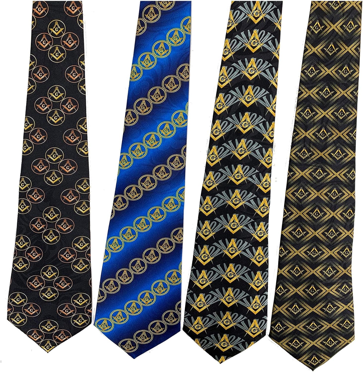 Steven Harris Pack Of 4 Mens Mason Compass Neck Ties Masonic Square Freemason Neckties