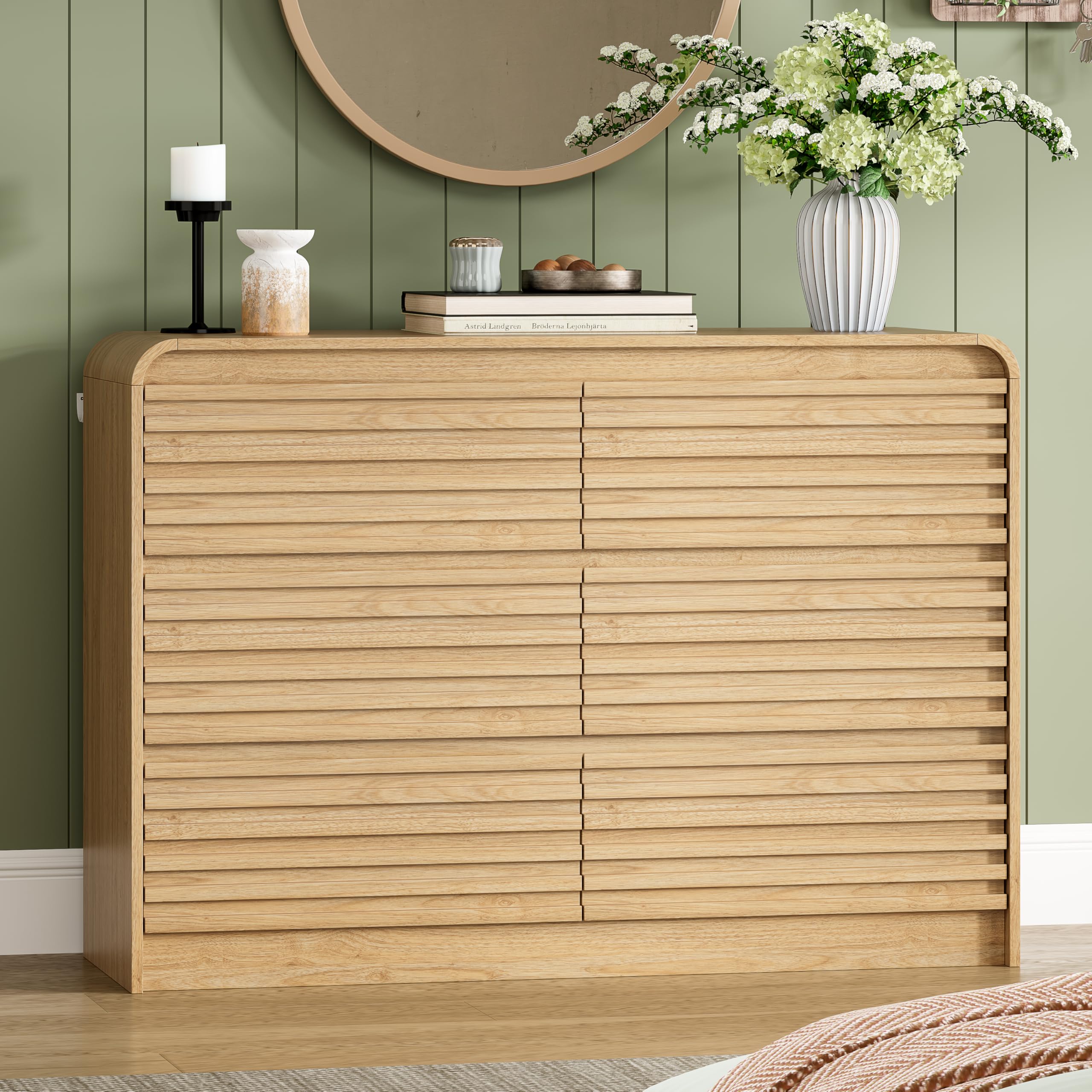 Natural 6 Drawer Dresser for Bedroom,Tall Chest of Drawers,Clothes Storage