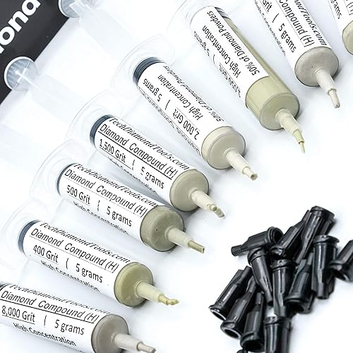 Miniatura 9 de TechDiamondTools Kit de 10 pastas de pulido compuesto de pulido de diamantes, hechas en Estados Unidos, grano 200,000 a 400 para mármol, vidrio,