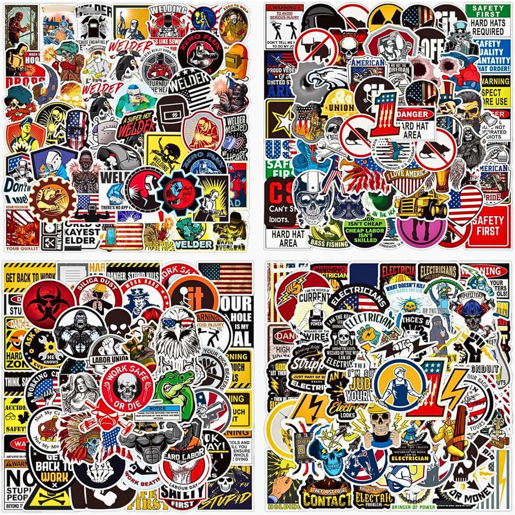 200 PCS Funny Hard Hat Stickers - Waterproof Vinyl Stickers for Adults (No Repeat) - Sarcastic &amp; Breakroom Humor for Helmets, Toolboxes, Cars, Water Bottles, Laptops - Blue Collar Gifts for Men