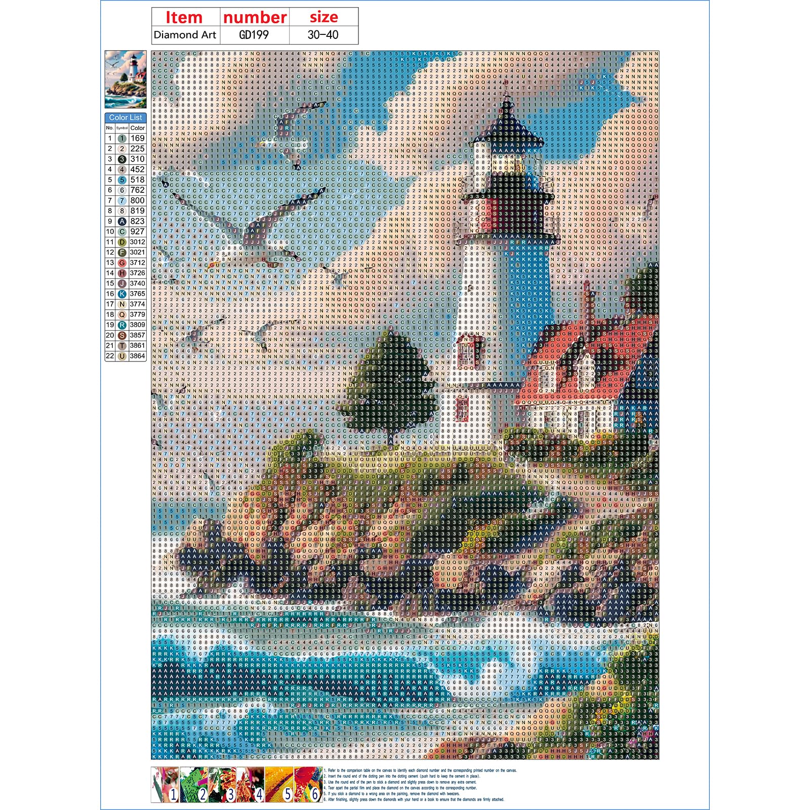Diamond Painting Kits Phare du coucher du soleil DIY 5D Broderie Diamant Peinture pour Adultes/Enfants Complet Grande Taille Strass Point de croix Art pour la Maison Décor Murale Square Drill,90x270cm