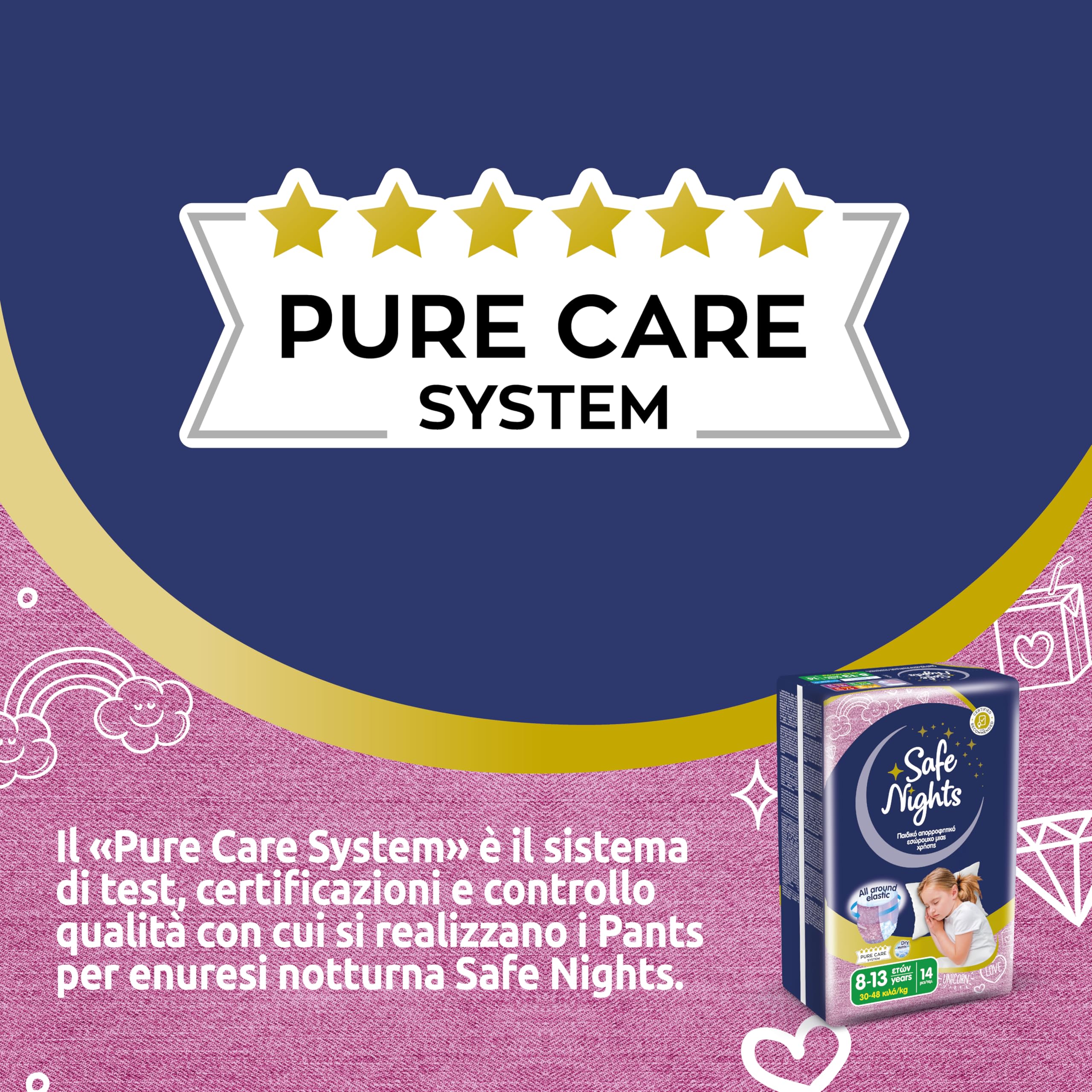 Babylino Safe Nights Girl Mutandina Assorbente Notte Bambina 8-13 anni 30-48kg 14 Unità