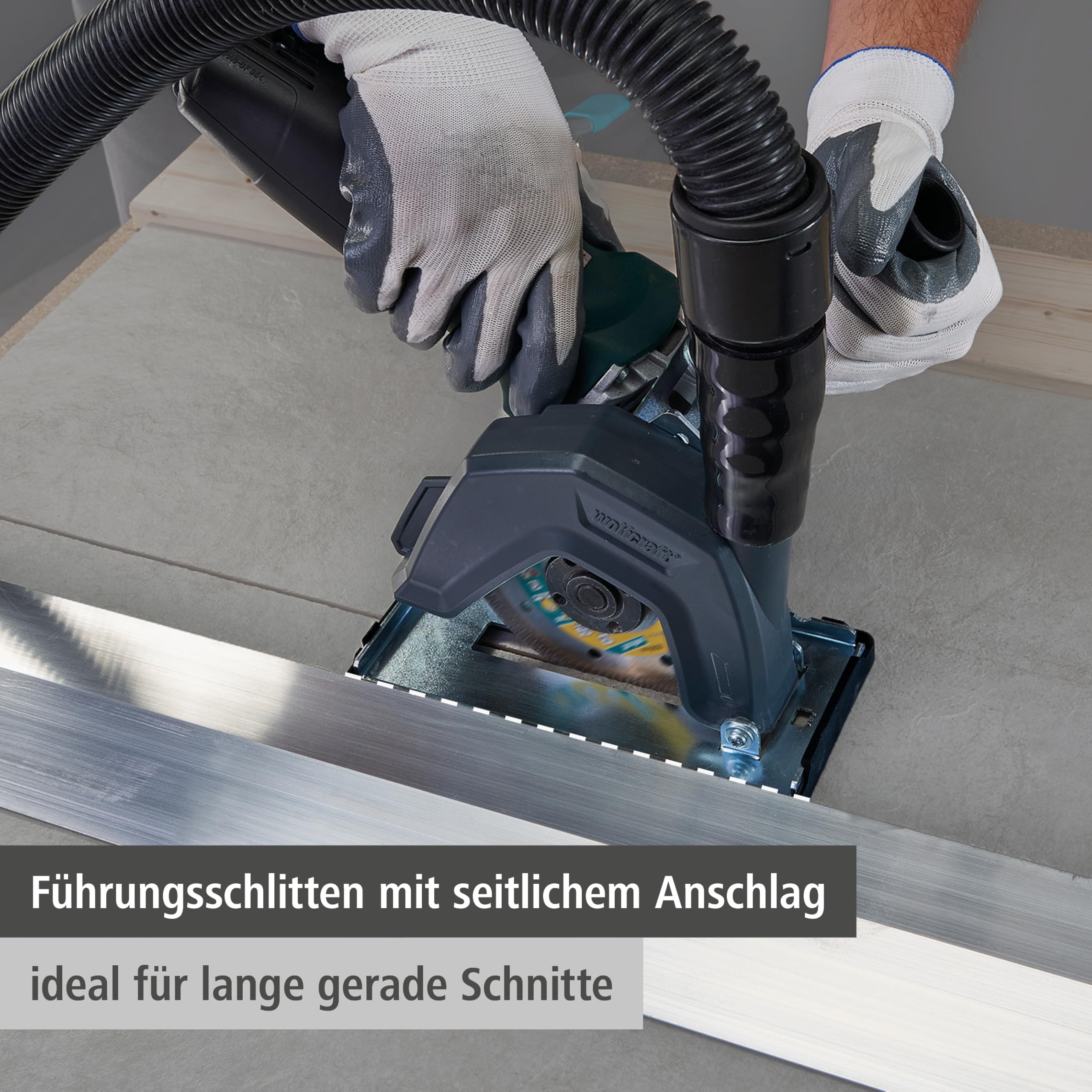 wolfcraft Absaughaube mit Führungsschlitten für Winkelschleifer
