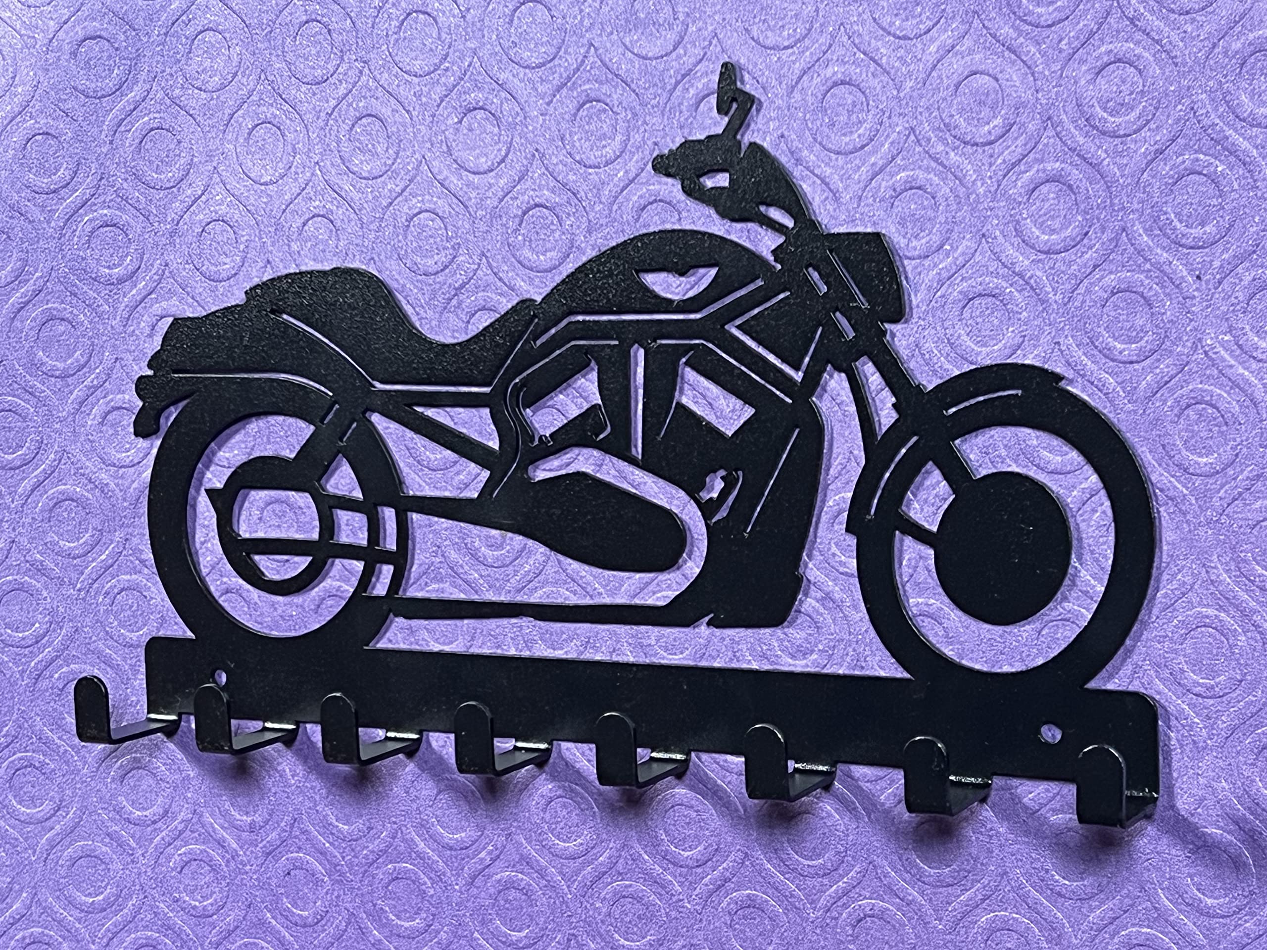 HeavenlyKraft Superbike Metal Key Holder - 8 Steel Hooks, Black - Wall Mounted Decorative Hanger for Keys, Bike Rack 3