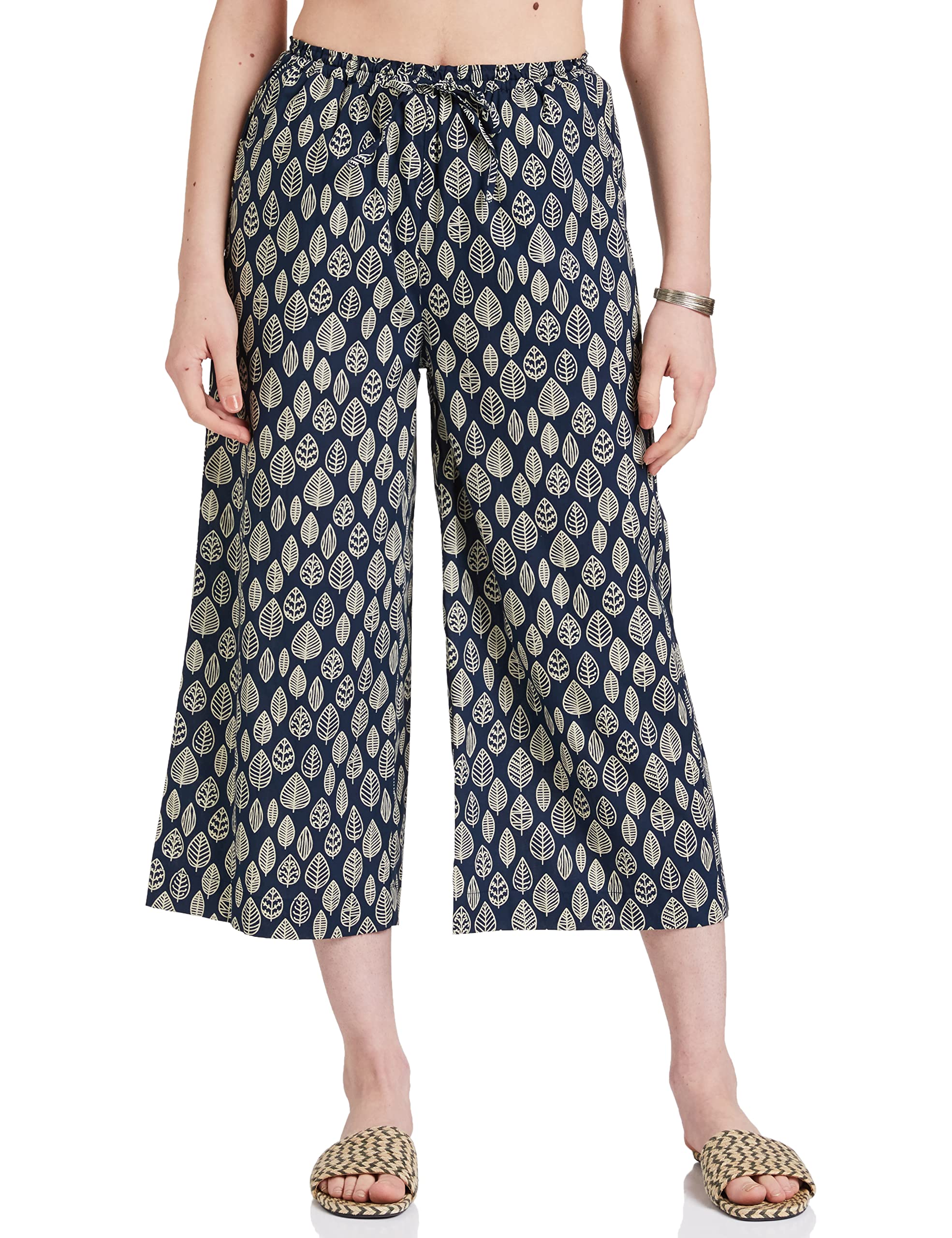 Amazon Brand - MyxWomen's Loose Fit Cotton Flared Palazzo