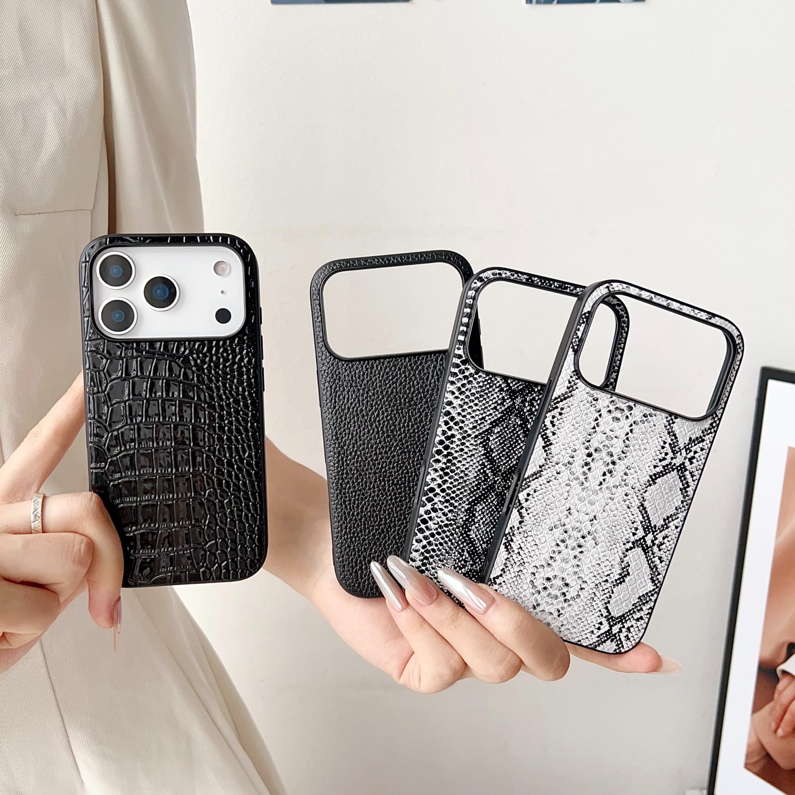 Funda Protectora de Silicona y Cuero para iPhone Air (con Estampado de Leopardo)