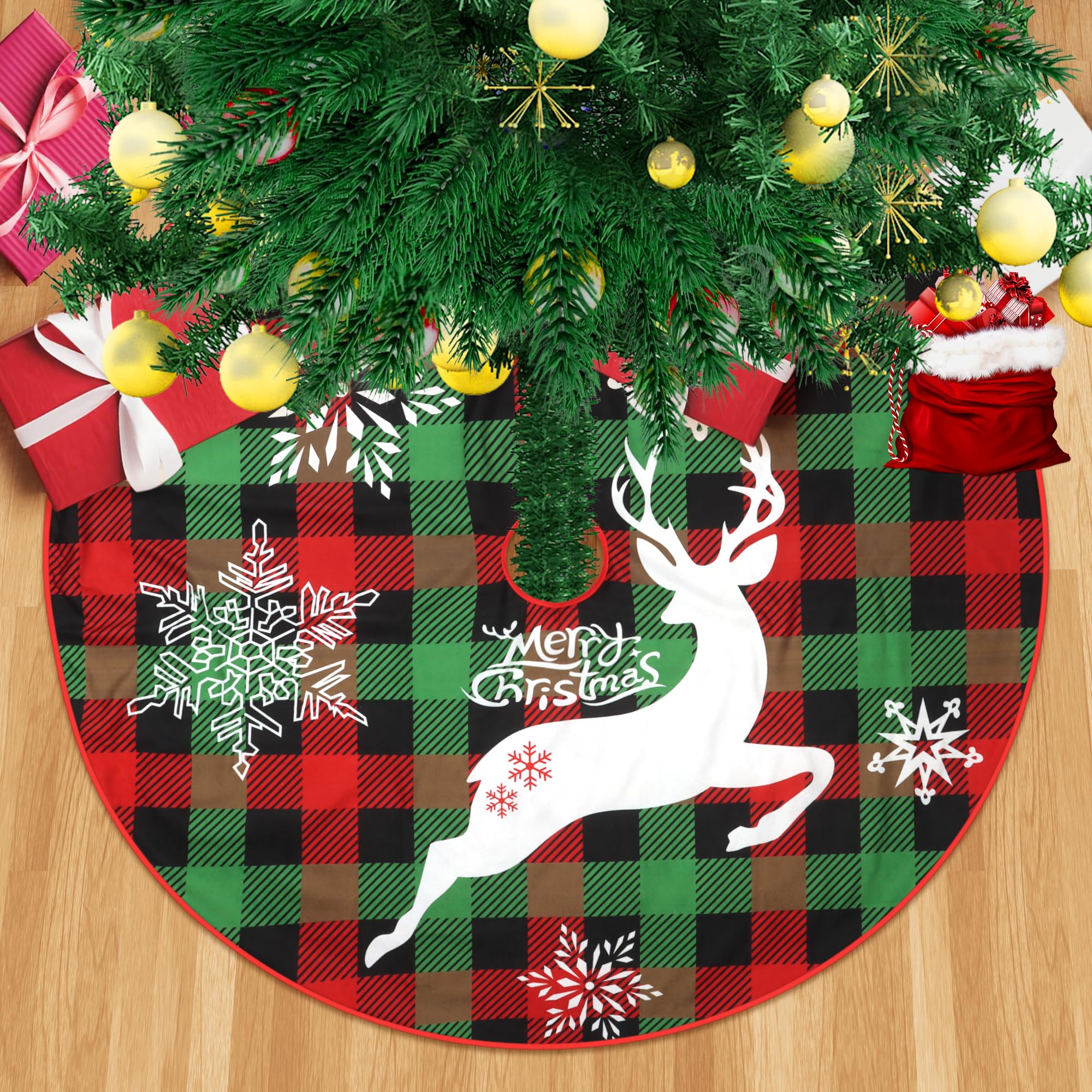 Merry 48" Deer Snowflakes Xmas Tree Cover