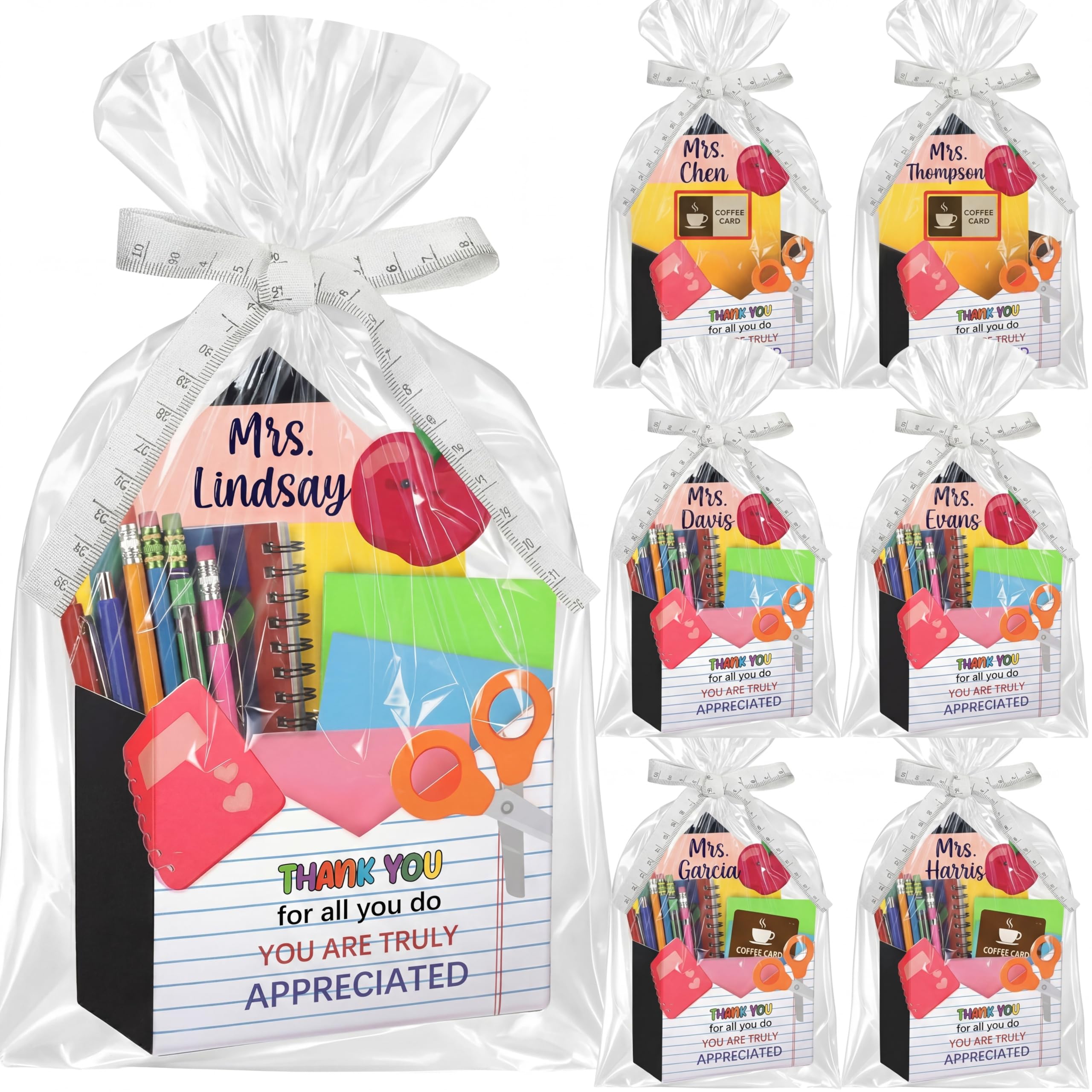 Photo 1 of Eaasty 6 Pack Teacher Appreciation Gifts Bulk, Thank You Teacher Gift Boxes with Ribbon Cards, Foldable Pencil Design Paper Basket for End of Year Party Decorations (Pencil)