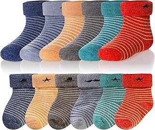 Eocom 6 Pairs Baby Boys Girls Wool Socks Infant Toddlers Kids Unisex Winter Thick