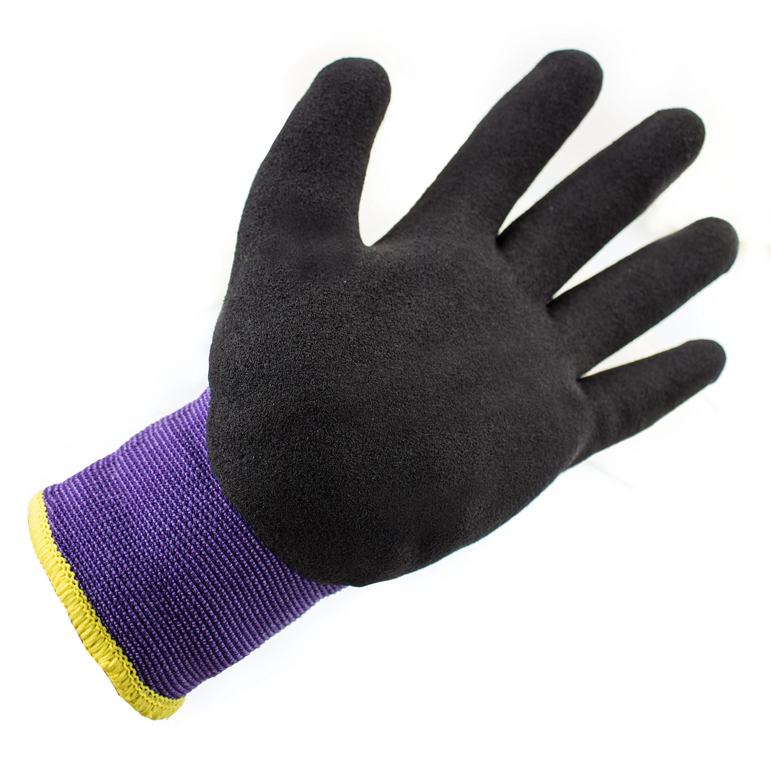 BGWANS - Guantes de trabajo de seguridad con revestimiento de goma, aislados de doble forro para invierno, 3 pares/paquete (mediano, morado)