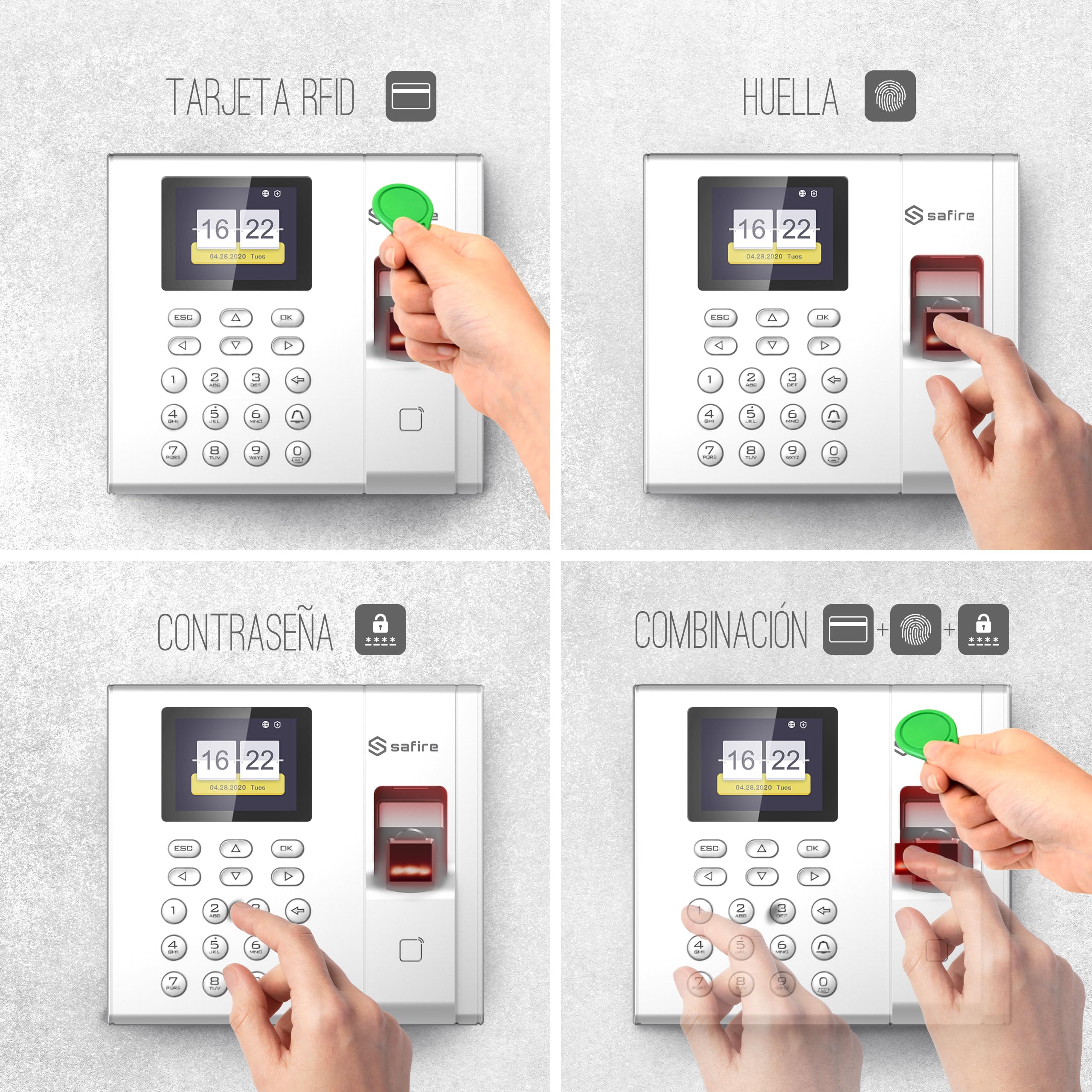 Controllo Presenze - Impronte, scheda EM e tastiera - TCP/IP e USB - Modalità presenze - Software Safire Control Center AC