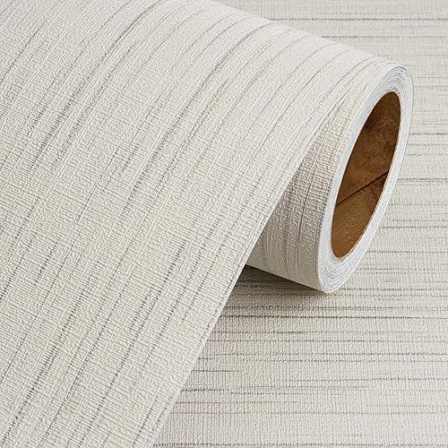 Livelynine Taupe Grasscloth Peel and Stick Wallpaper Textured Neutral Faux