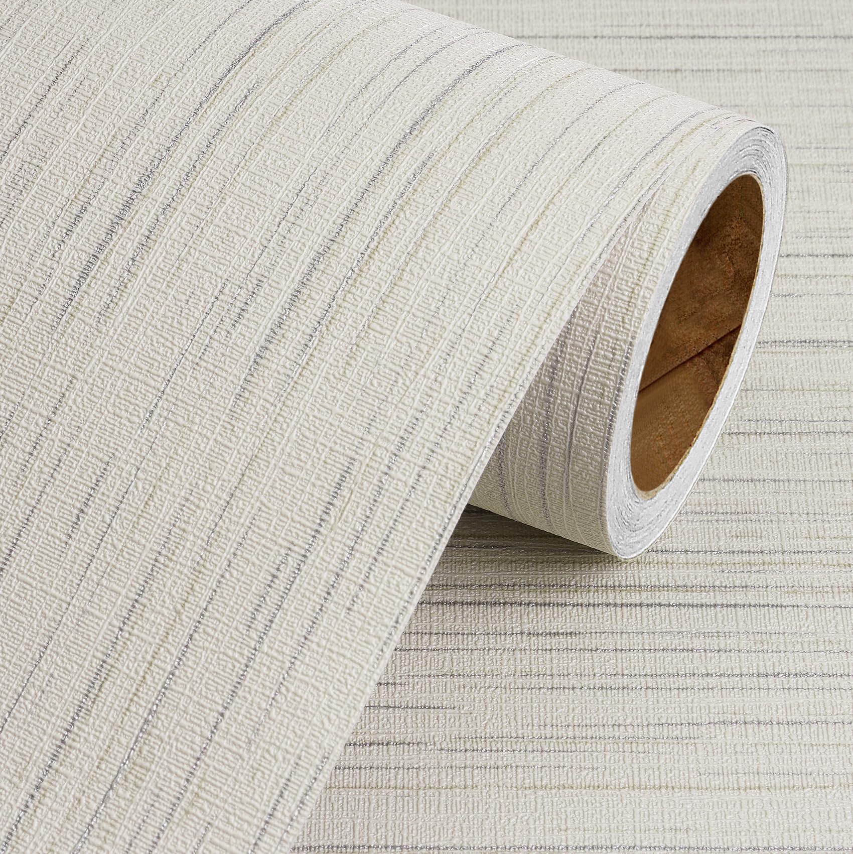 Livelynine Taupe Grasscloth Peel and Stick Wallpaper Textured Neutral Faux Grasscloth Contact Paper 15.8X78.8 Beige Grey Removable Grass Cloth
