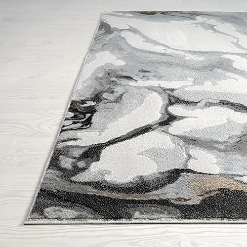 Miniatura 6 de Abani Regal Collection - Alfombra abstracta de piedra agrietada gris oscuro, 8 x 10 pies, para sala de estar, dormitorio y oficina