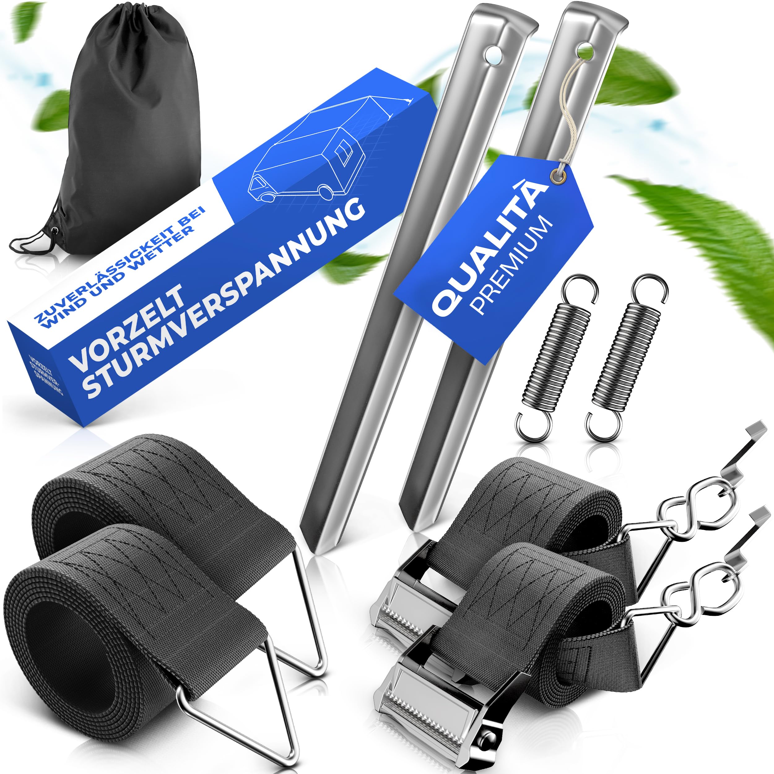 LAINFELD Protezione anti-tempesta per tenda da sole Thule Omnistor | Ancoraggio a terra da 35 cm | Tensionamento anti-tempesta per tenda da sole, corde di tensionamento, accessori per camper