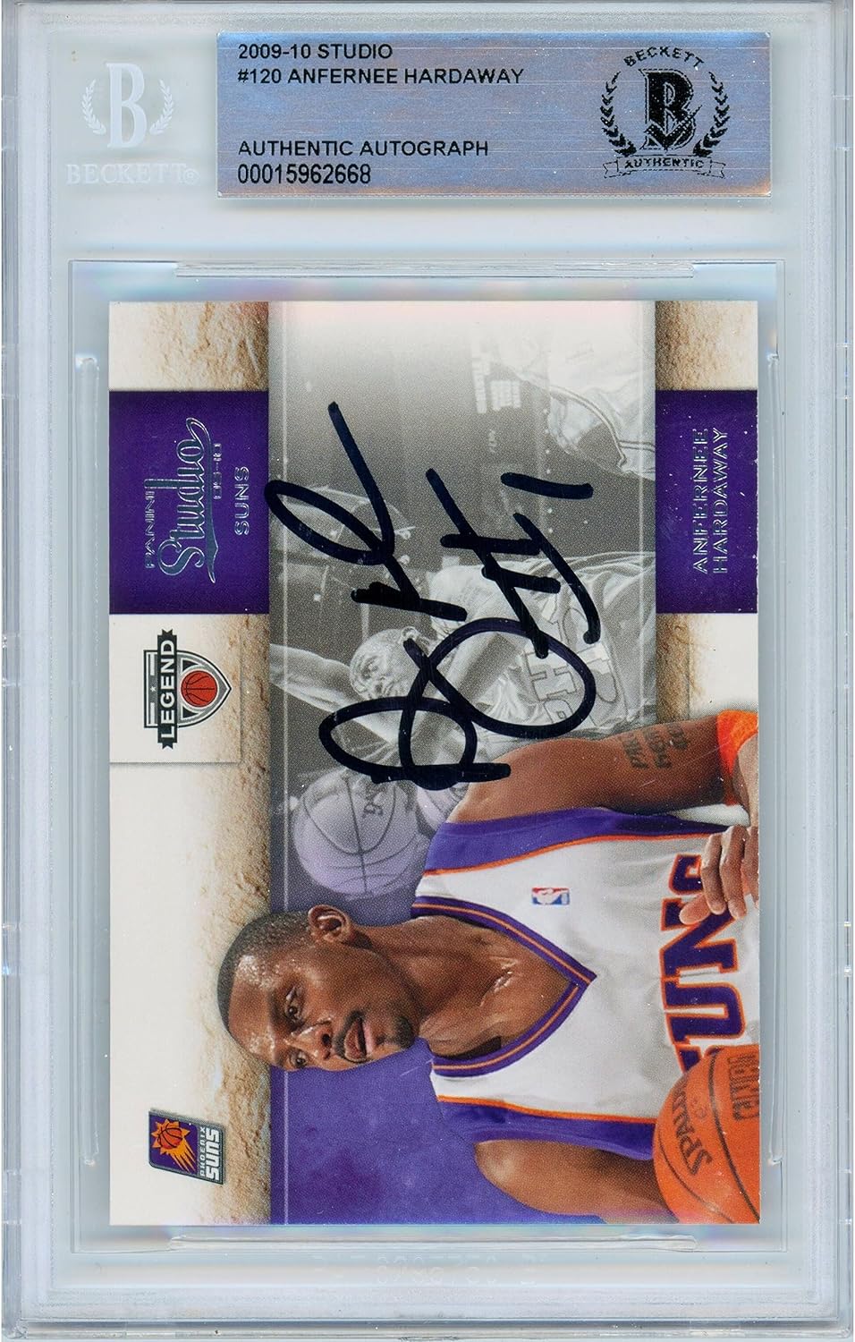 Anfernee Penny Hardaway Autographed 2009 2010 Panini Studio #120 NBA Basketball Trading Card Slab Beckett BAS Authentic Slabbed COA Played For Phoenix Suns NBA