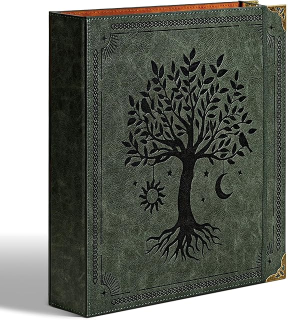 Ovesmusl Le cuir D Bague Binder convient 8.5"x11" Lettre size Paper, 2 1 cm EZD Reliures à anneaux 550 Feuilles, paillasson Couverture de papier organisateur de feuilles mobiles avec poches intérieures, arbre vert