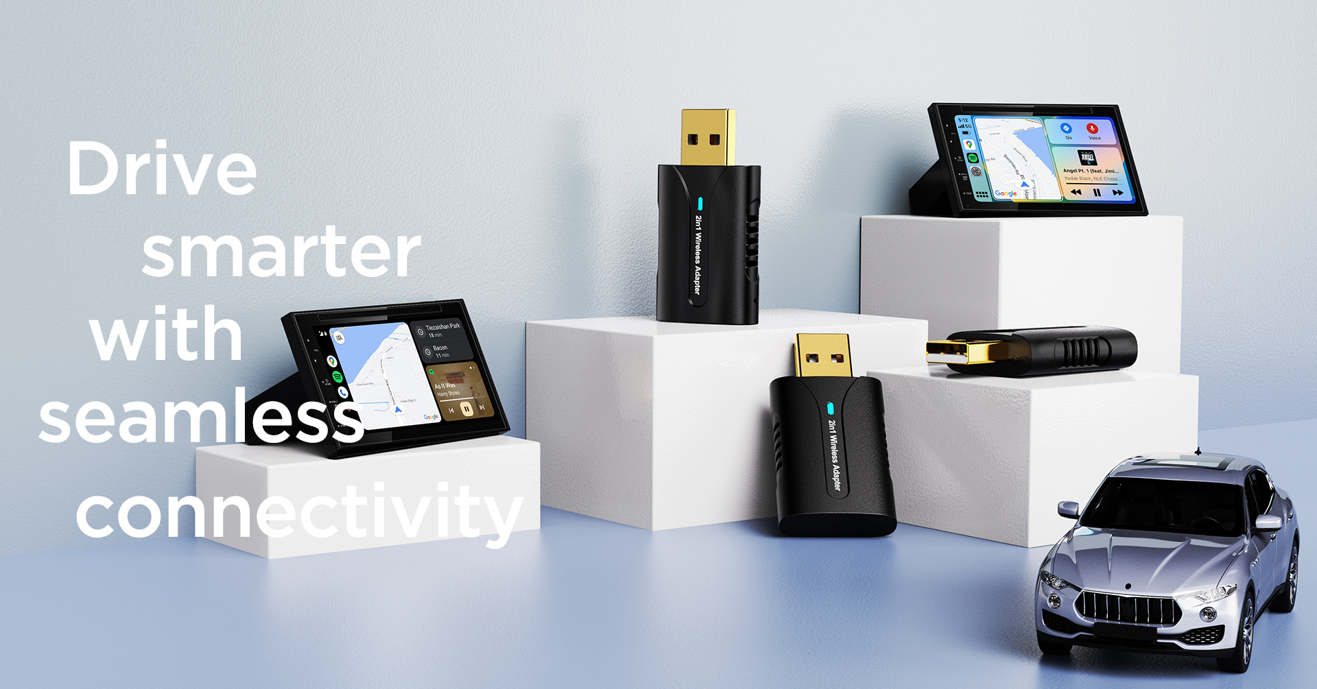 Adattatore Wireless Android Auto E CarPlay 2in1 | Connessione Veloce | Plug & Play