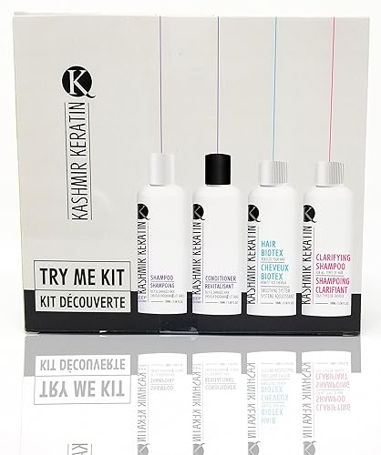 Kashmir Keratin Hair Biotex Suavizar Anti Frizz Y Enderezar Sistema Kit (4 Productos 3.38 FL.Oz Cada uno)