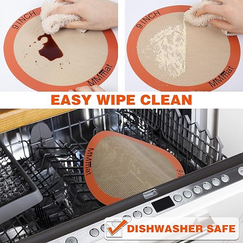 Miniatura 6 de MMmat Juego de 2 alfombrillas de silicona para hornear, redondas, antiadherentes, reutilizables, la mejor silicona alemana, 9 pulgadas