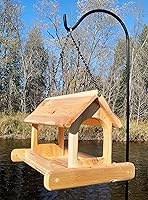 Vista 6 de 16 pulgadas colgante de madera de cedro arqueado mosca a través de la plataforma alimentador de pájaros o alimentador de ardillas para exteriores