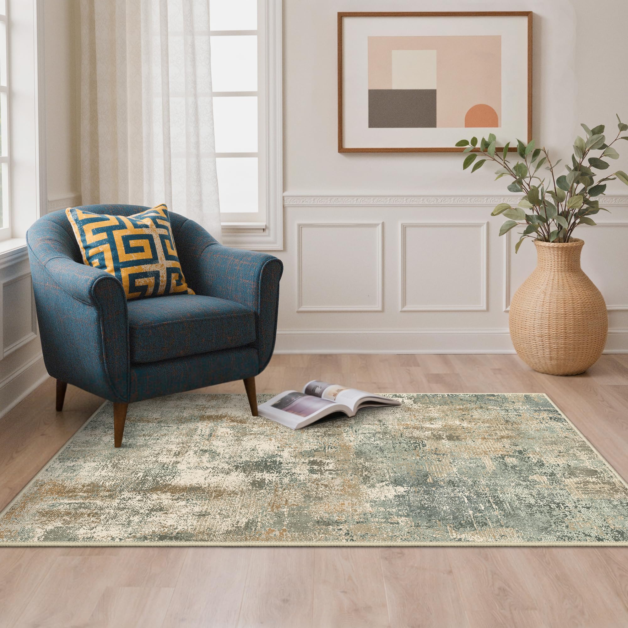 BEIMO Runner Rugs for Hallway 80x150cm, Non-Slip Extra Long Washable Runner Rugs Soft Low Pile, Modern Abstract Rug Carpet Runners for Entryway Kitchen Bedside Laundry Room, Olive Grey โ image 1