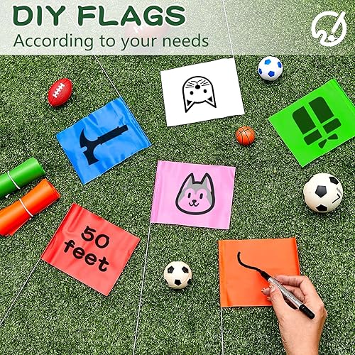 Miniatura 10 de 300 banderas de marcado de 15 x 4 x 5 pulgadas, banderas marcadoras para césped, banderas de césped, banderas de encuesta para riego de césped,