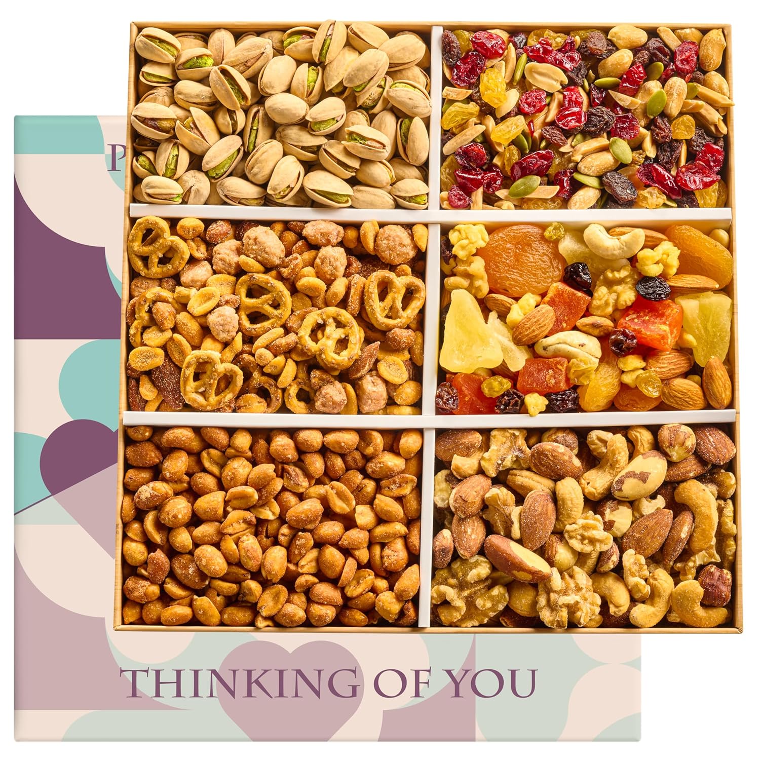 Mixed Nuts Gift Basket - Sympathy Gift Baskets for Adults Gourmet Mixed Nuts Variety Pack, 6 Assortment Healthy Snack Tray, Great Gifts for Men