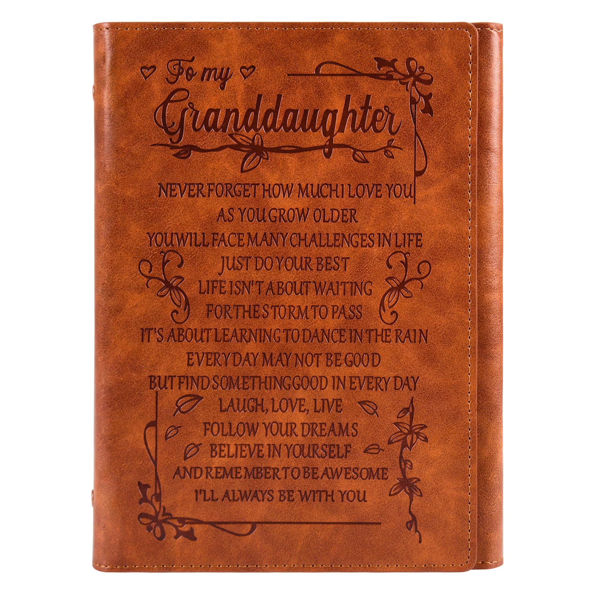Zhitongda Letters To My Granddaughter,Granddaughter Gifts From Grandma,Engraved Leather Notebook Refillable,Travel Diary,Graduation Inspirational Birthday Gift For Granddaughter(To Granddaughter) — image 1