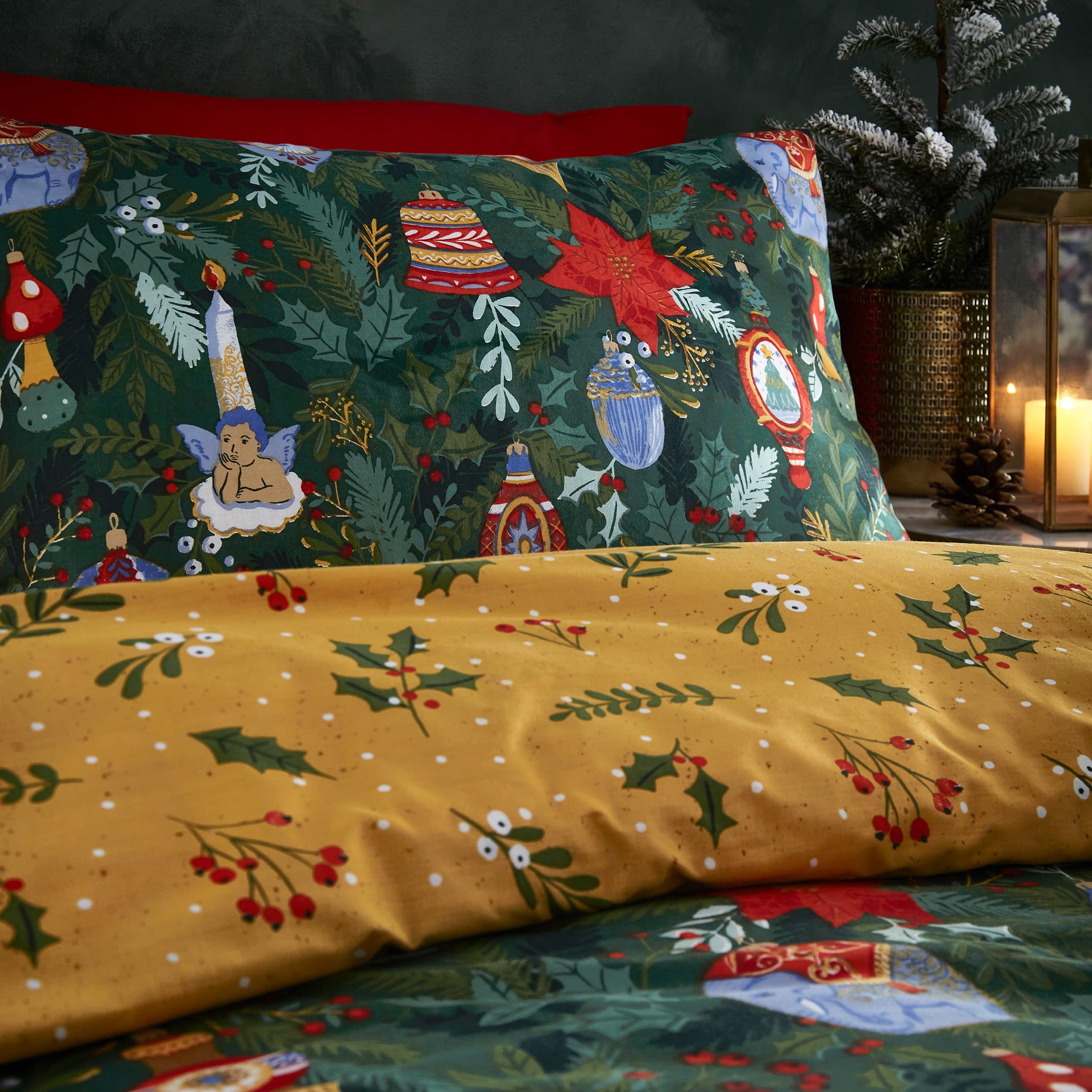 furn. Deck The Halls Set Copripiumino (Verde Pino - Doppio)