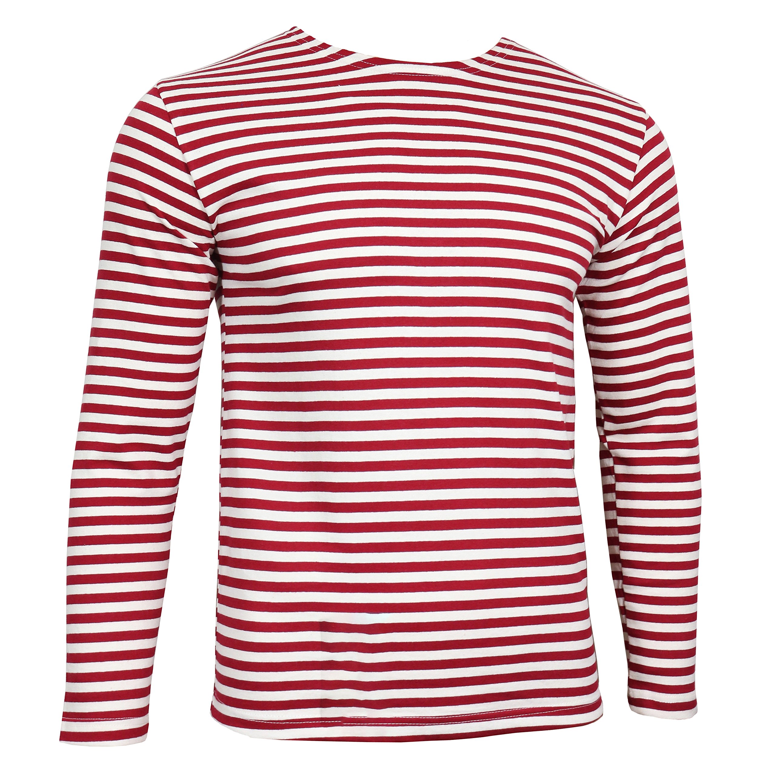 Epic Militaria Men's Red And White Horizontal Stripes Russian Special Forces Telnyashka T-Shirt - Red Stripes Long Sleeve (Xl - 44 Inch)